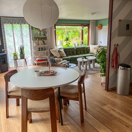 Boshuisjes Veluwe Lila Met Omheinde Tuin