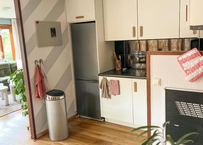 Boshuisjes Veluwe Lila Met Omheinde Tuin Putten